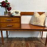 Mid Century Retro Vintage Teak Telephone Seat 1960