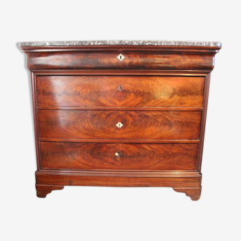 Commode Louis Philippe, XIX °, mahogany, Sainte-Anne marble