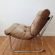 Fauteuil vintage tubulaire chromé et velours