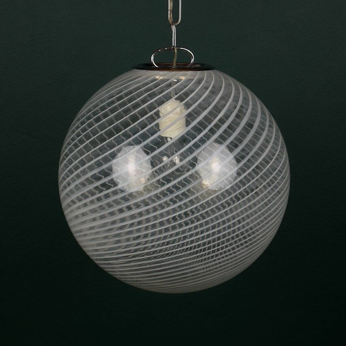 Vintage Swirl Murano pendant lamp, Italy, 1970s