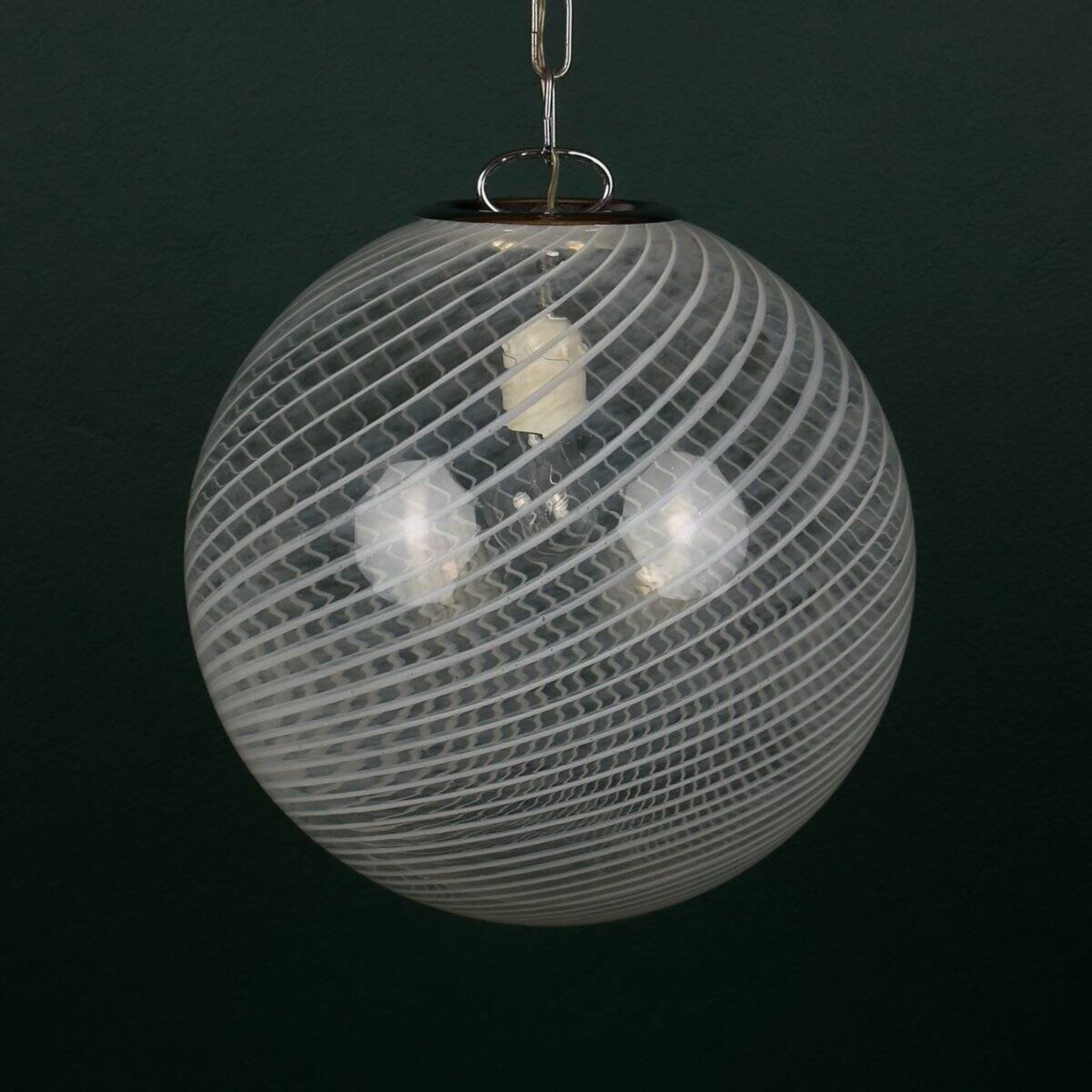 Vintage Swirl Murano pendant lamp, Italy, 1970s