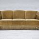 1970s, Danish 3-seater "Banana" sofa, original green velour.