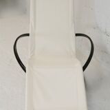 Chaise longue à bascule de Roger Lecal, modèle Jetstar, acier laqué marron et toile, France, 1975