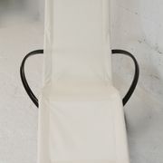 Roger Lecal rocking long chair, Jetstar model, brown lask and canvas, France, 1975