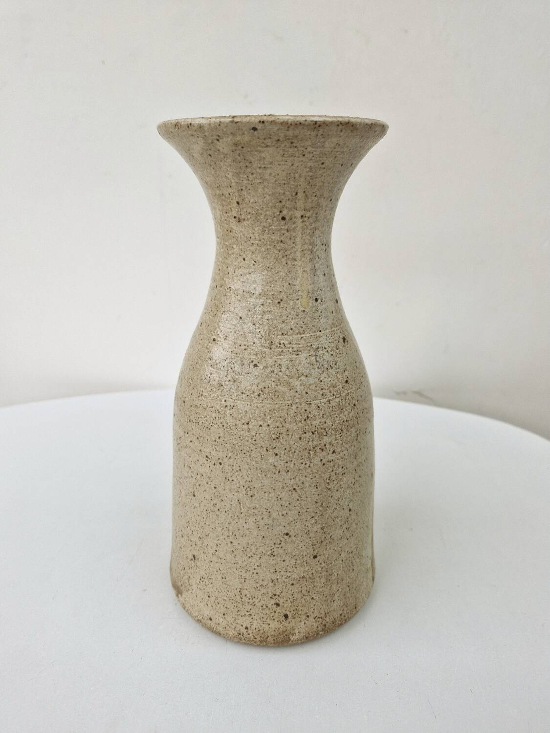 Vase Col Evasé En Grès Pyrité Moucheté H 23.5cm Artisanat Fait Main