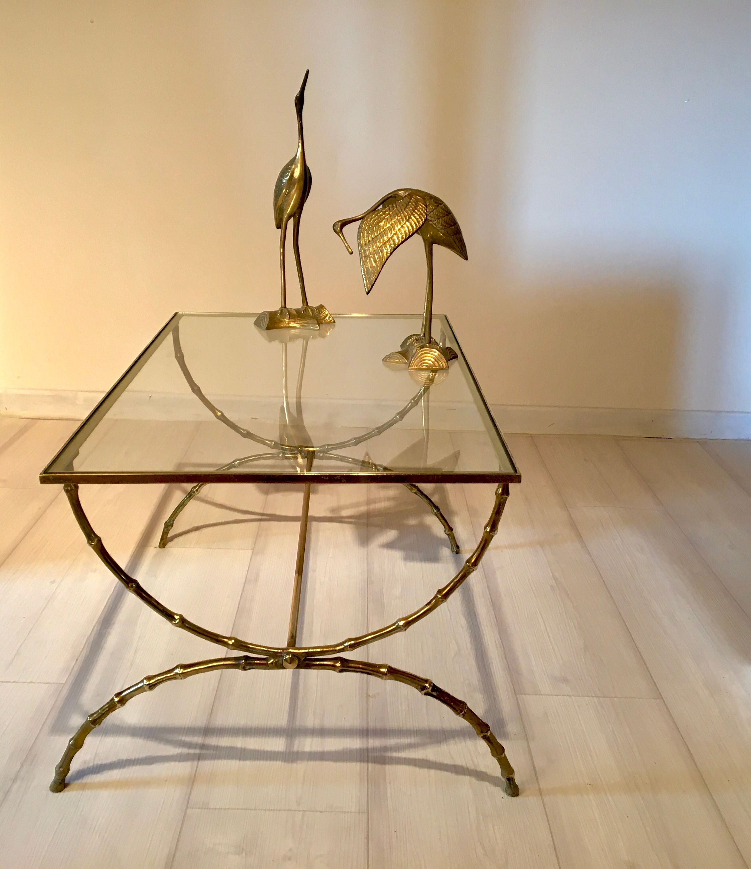 Bronze and glass coffee table, 1960s