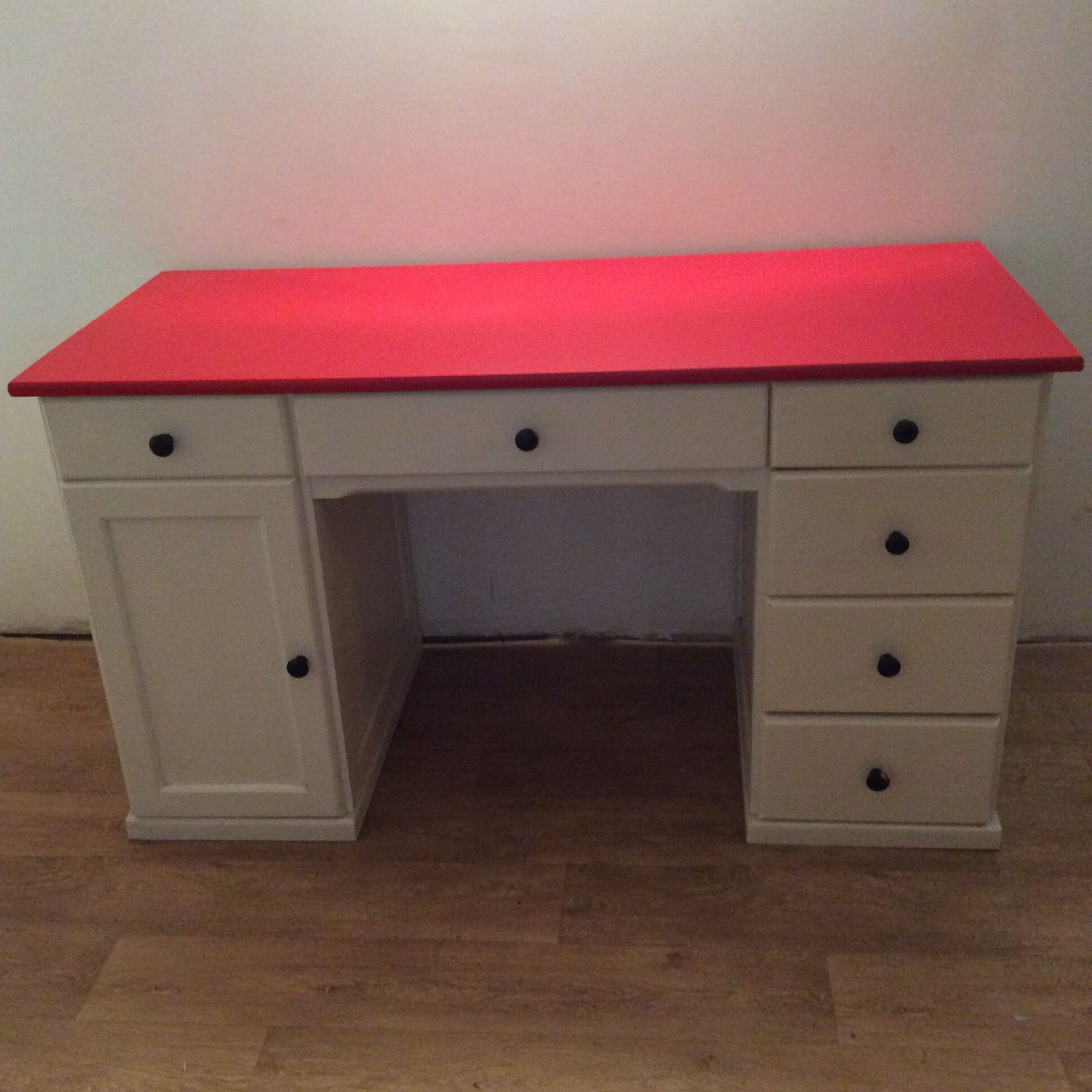 Coffered desk of the 70s in solid wood