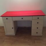 Coffered desk of the 70s in solid wood