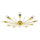 Large brass spider chandelier sun J.T. Kalmar Sonne, flush mount, Austria, 1950s