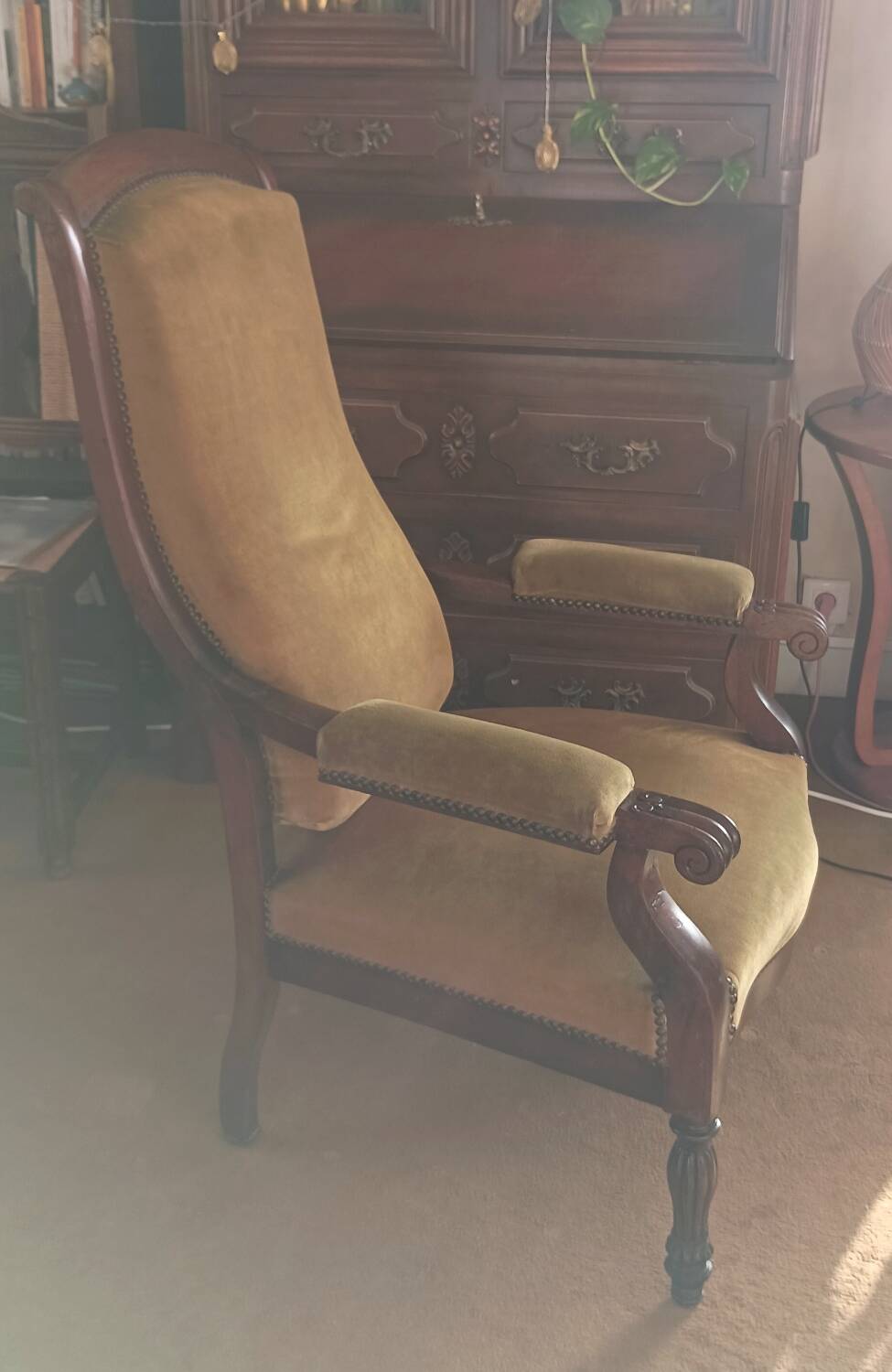 Ochre Voltaire armchair