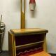 Brown walnut cocktail cabinet with integrated lamp holders and 2 lampshades, 1950s