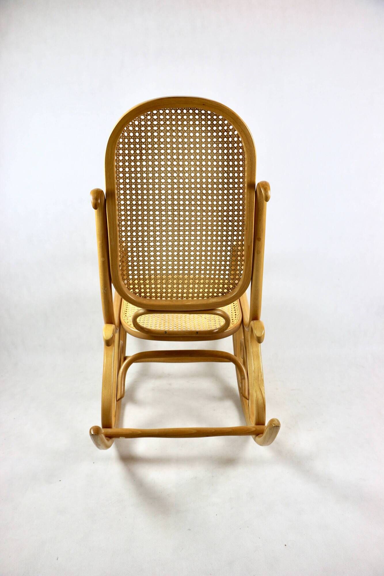 Rocking Chair Vintage en Bois Naturel, rapia naturel