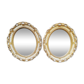 Pair of Italian mirrors in gold resin 1970