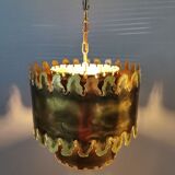 Brutalist hanging lamp, type 6399 in oxidised brass by Svend Aage Holm Sørensen Denmark