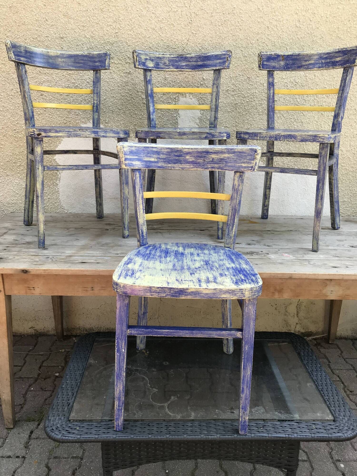 Set of 4 chairs bistro 70s vintage