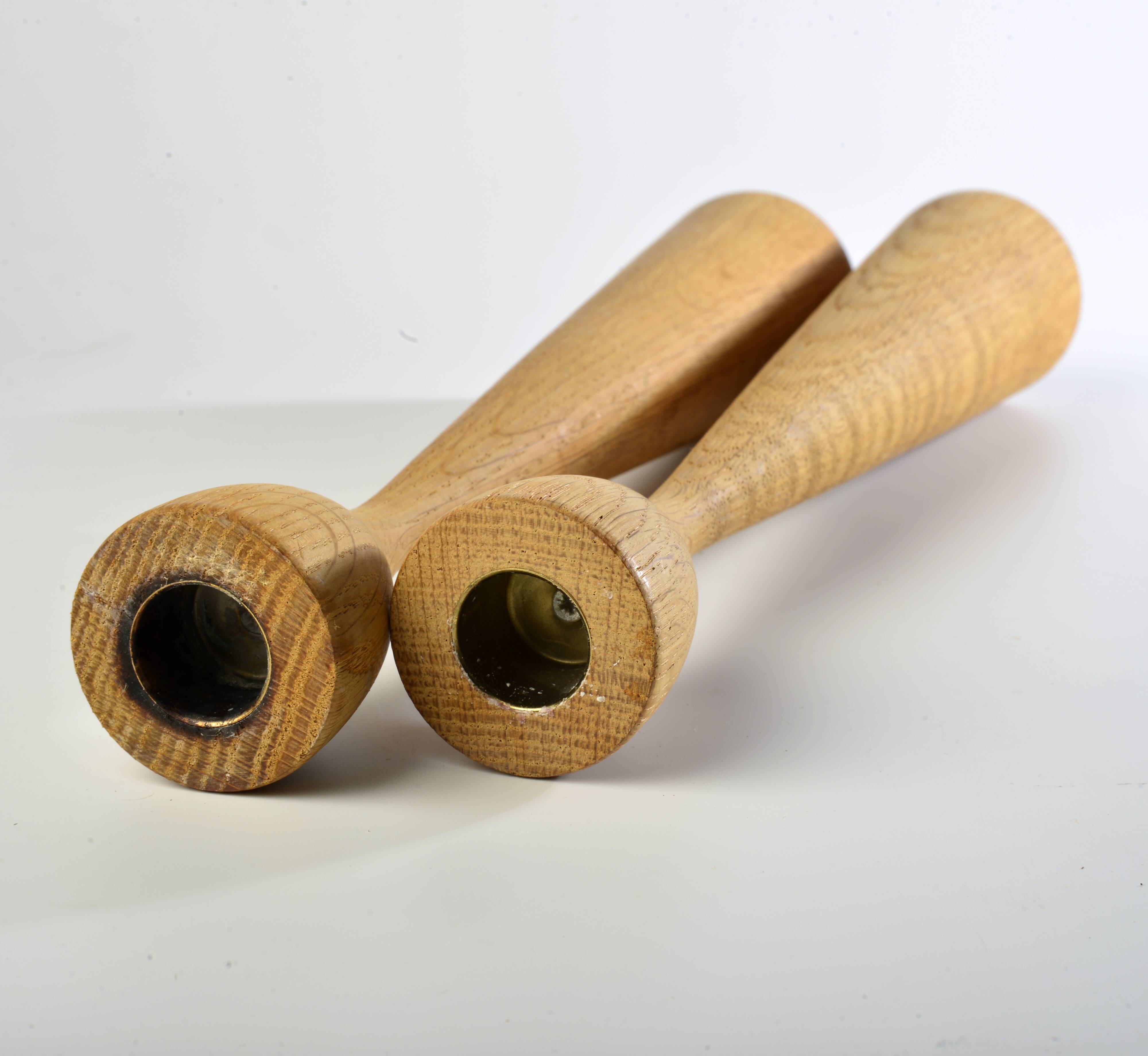 Pair of teak candle holders