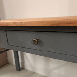 Revisited antique desk - matte grey and natural top