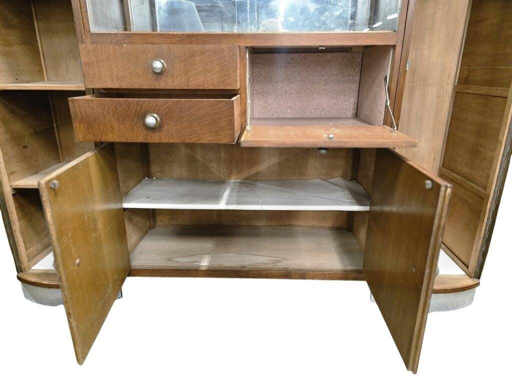 vintage XL art déco grande armoire en bois / bar / vitrine