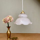 Vintage lampshade pendant light in white opaline