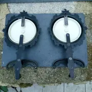 2 large metal coat hooks from Italy, 1960s.