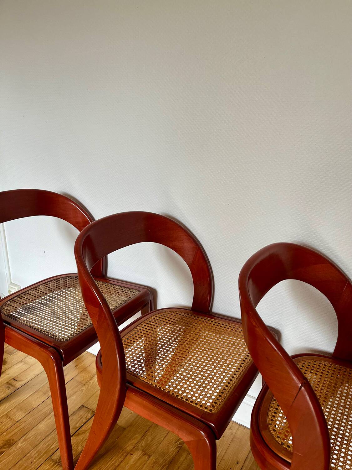 Set of 4 Baumann caned gondola chairs