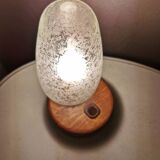 Vintage wooden table lamp with glass lampshade, 80s