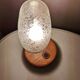 Vintage wooden table lamp with glass lampshade, 80s