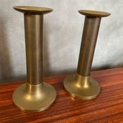 Antique Pair Of Vintage Brass Column Candle Holders