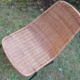 Pair of Legler rattan and metal dining / stacking chairs, Switzerland 1960s