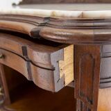 Louis XVI style walnut and marble cabinet