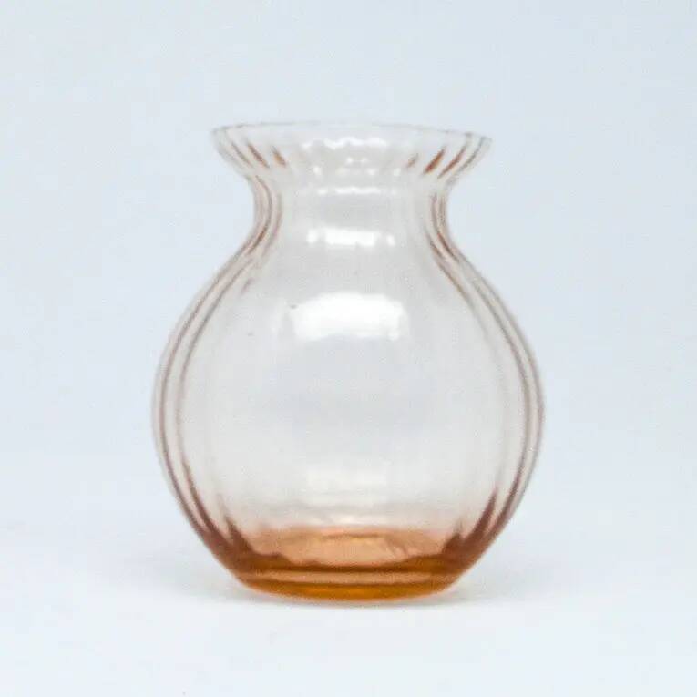 Miniature Art Deco vase, pink glass, Poland, 1930s