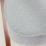 Fauteuil Lounge Vintage Bouclè Bleu Bébé Noyer Foncé, 1960