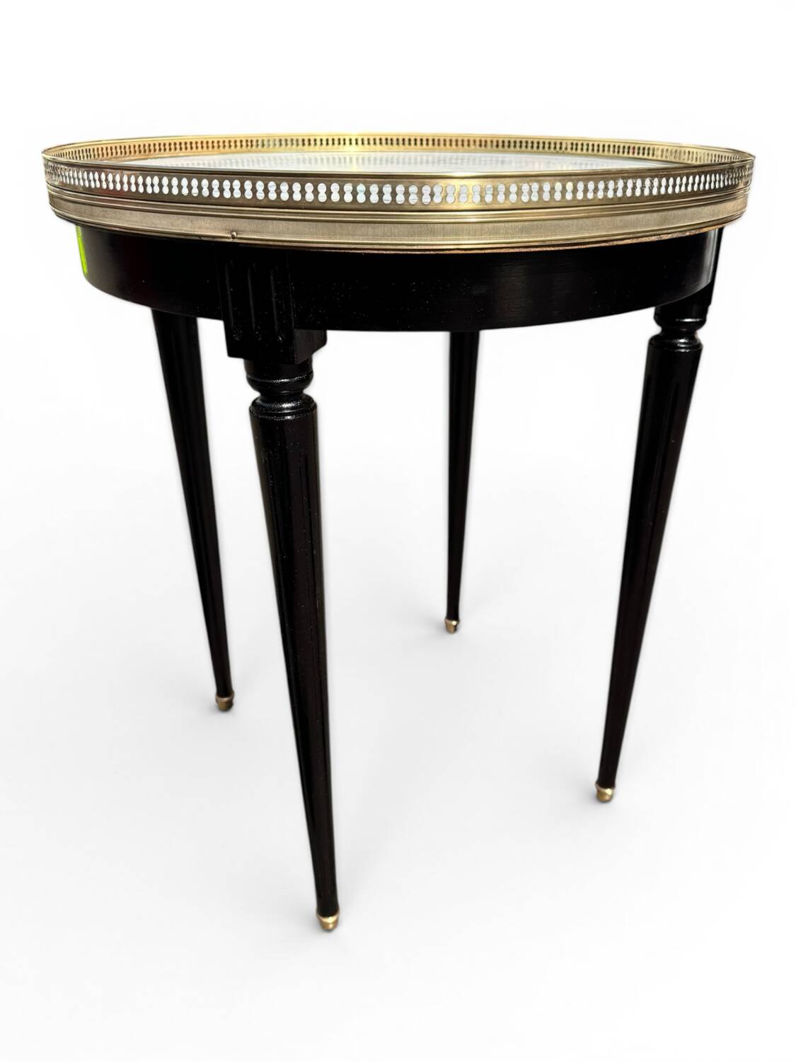 Bouillotte table in Louis XVI style made of blackened wood, marble, and brass.
