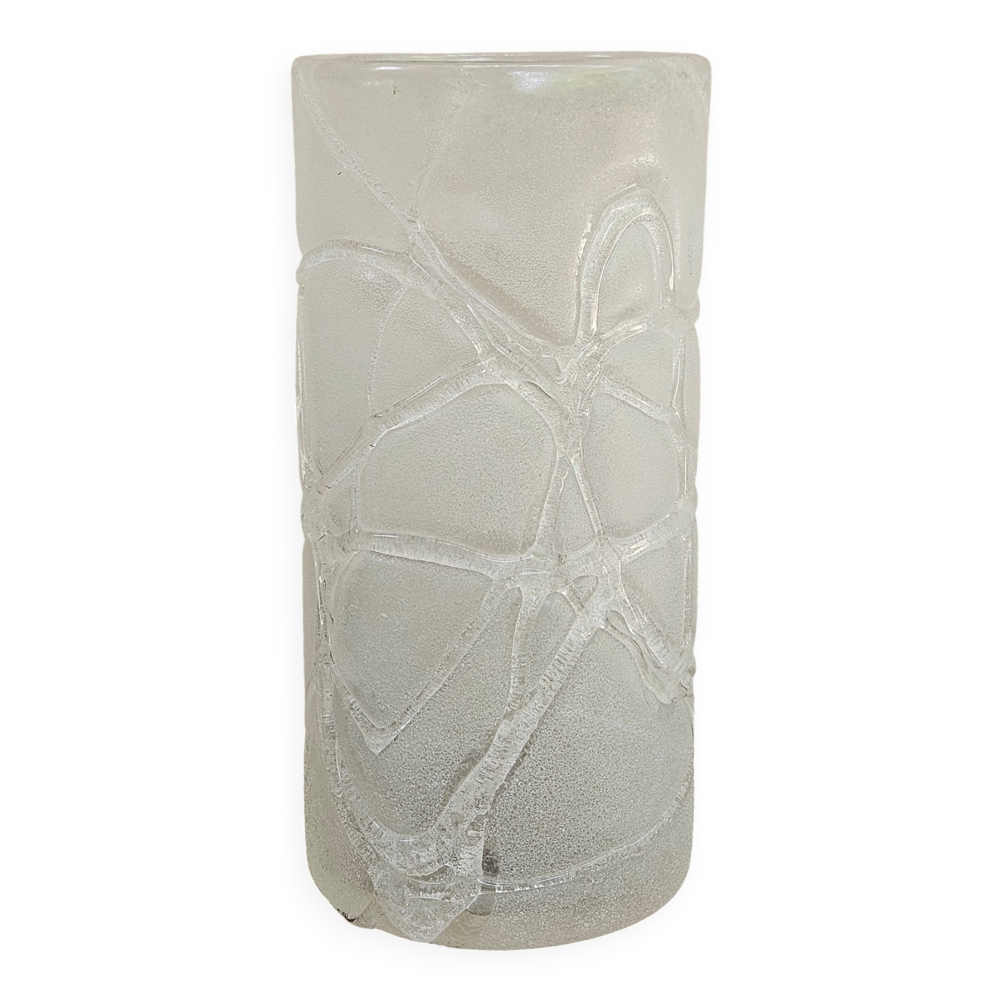 Vintage ice effect blown glass vase