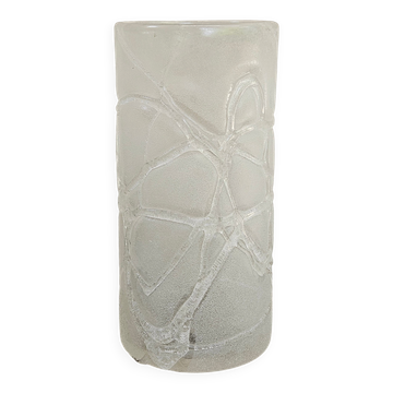 Vintage ice effect blown glass vase