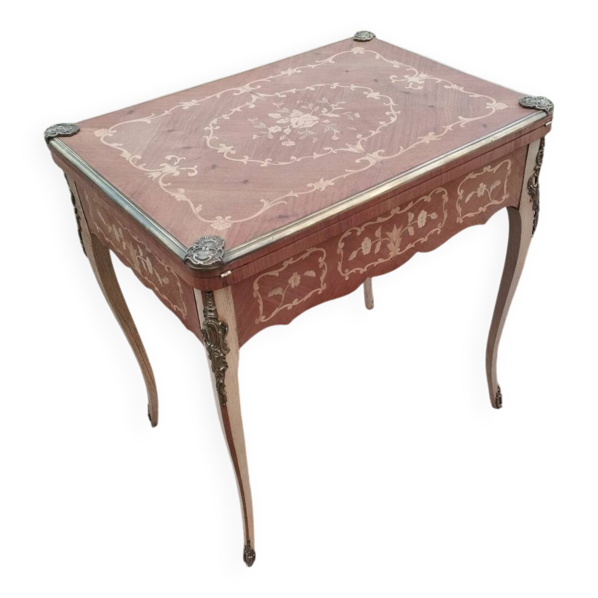 Table à jeux ancienne style louis xvi en marqueterie