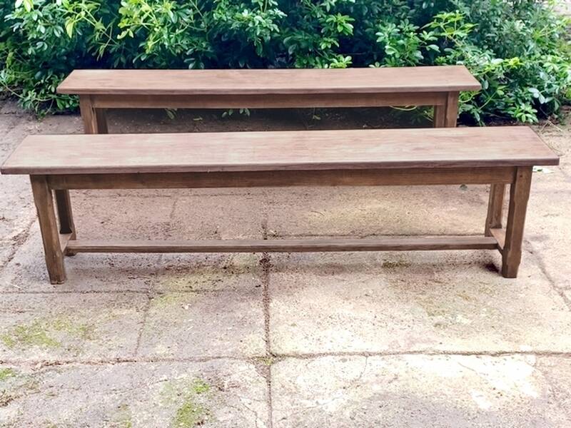 Antique solid oak farm benches