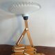 Accordion wall lamp in wood and wavy opaline