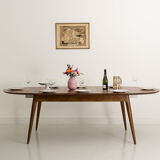 Custom-made solid walnut dining table with 4 extensions, for 6 to 16 people