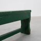 Rustic primitive green farmhouse bench in solid oak, France ca. 1900