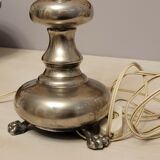 Pied de lampe métal argenté sur 3 griffes pieds de lion