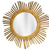Round rattan mirror