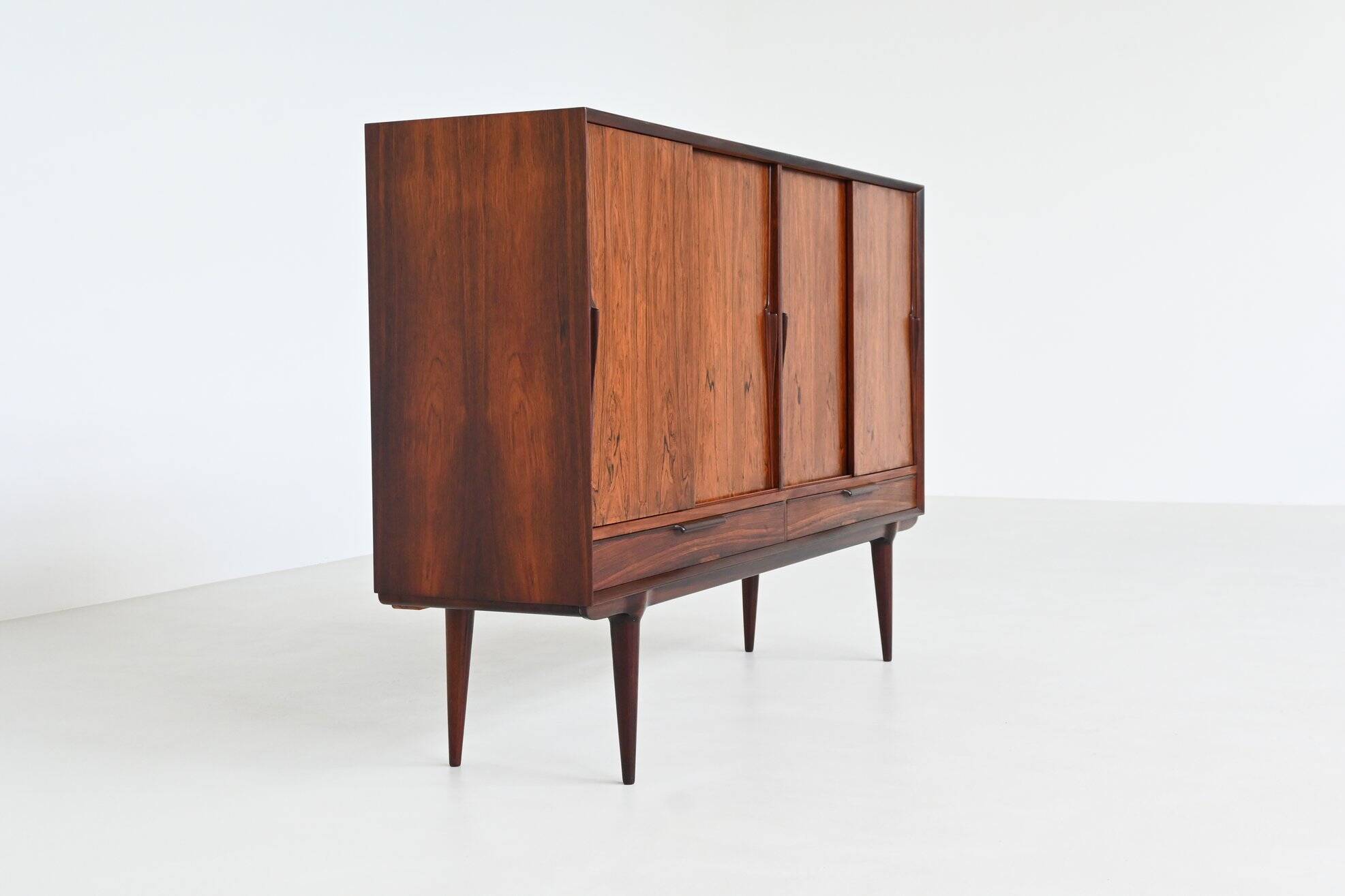 Gunni Omann highboard model 13 in rosewood Omann Jun Denmark 1960