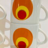 Set 6 cups patterned circles of the 70s Amap Italy- vintage-retro-pop-kitchen