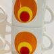 Set 6 cups patterned circles of the 70s Amap Italy- vintage-retro-pop-kitchen