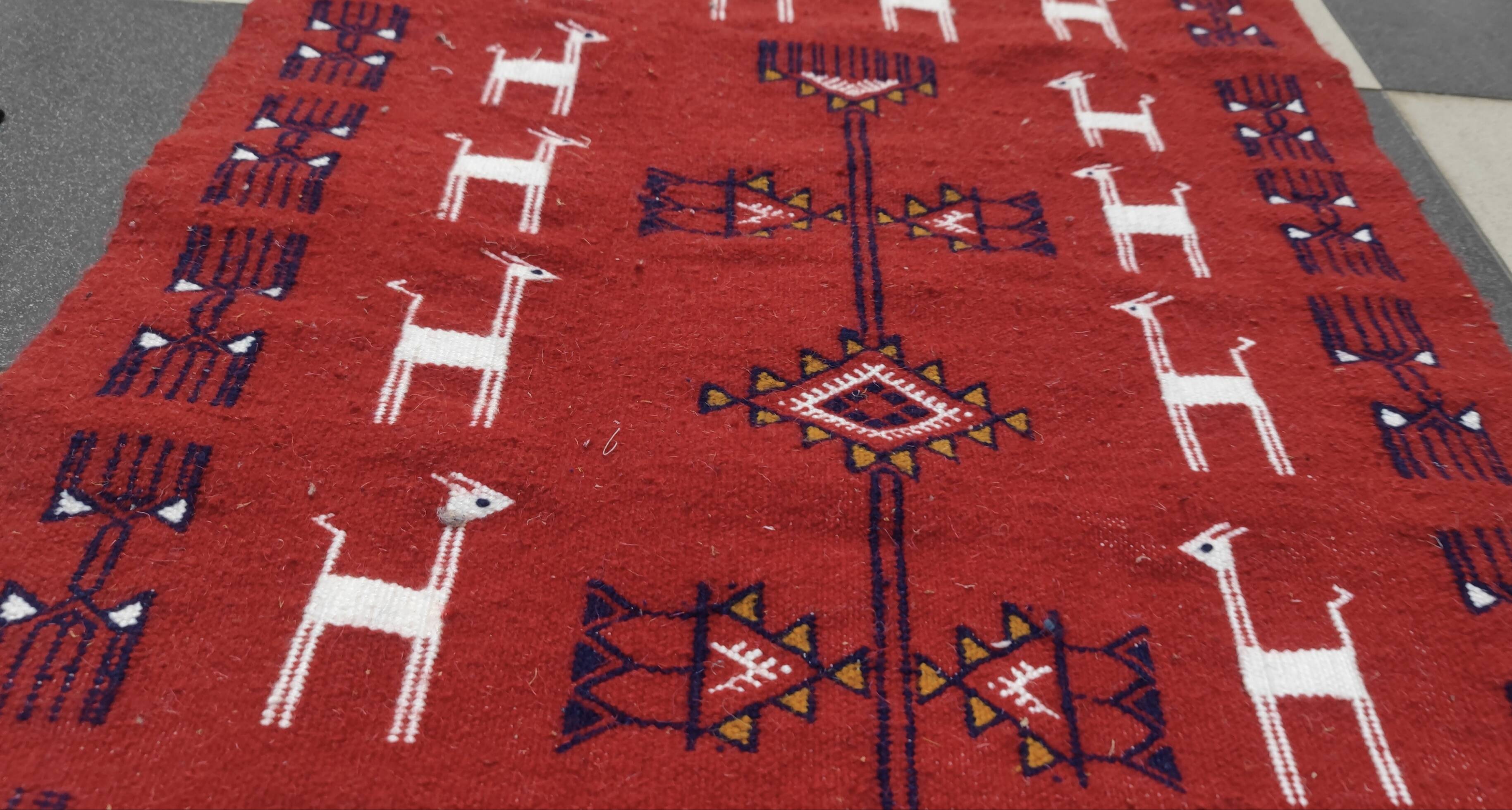 Hand-woven kilim rug with Berber patterns
