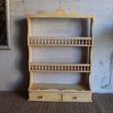Vintage painted turned wood wall shelf
