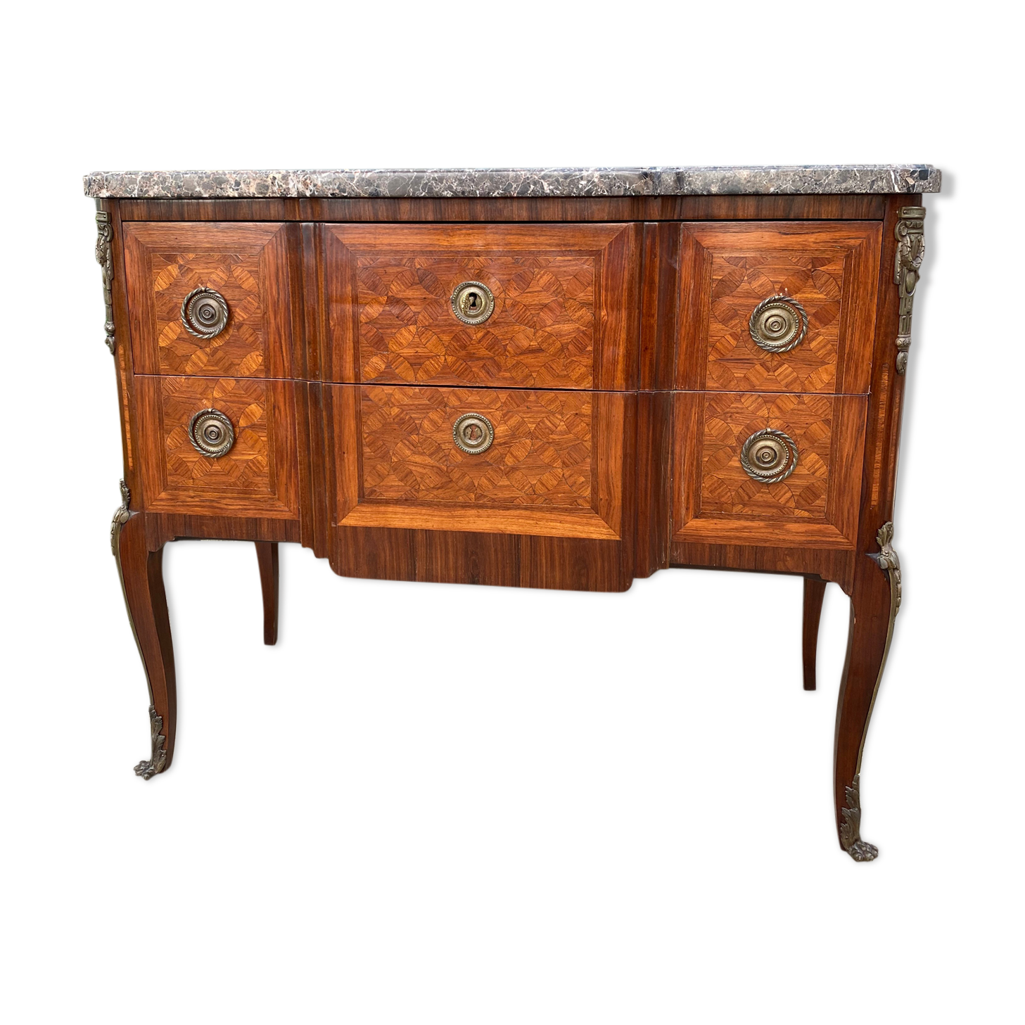 Commode sauteuse style Louis XV plateau marbre