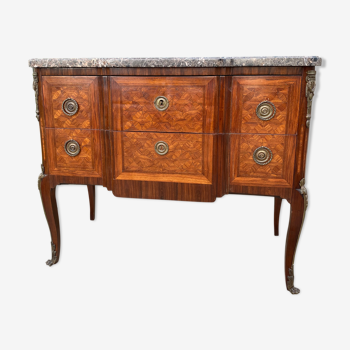 Commode sauteuse style Louis XV plateau marbre