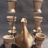 Ceramic liqueur service signed Vallauris